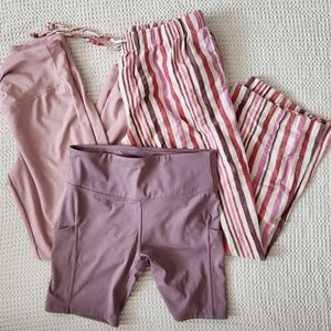 All in Motion Mauve and Pink Striped Pajama Set